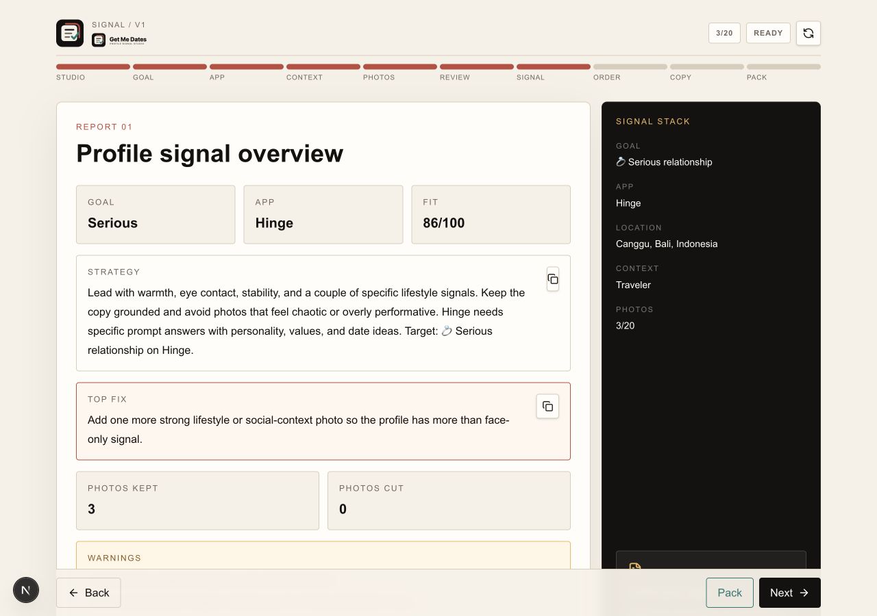 Get Me Dates desktop signal studio.